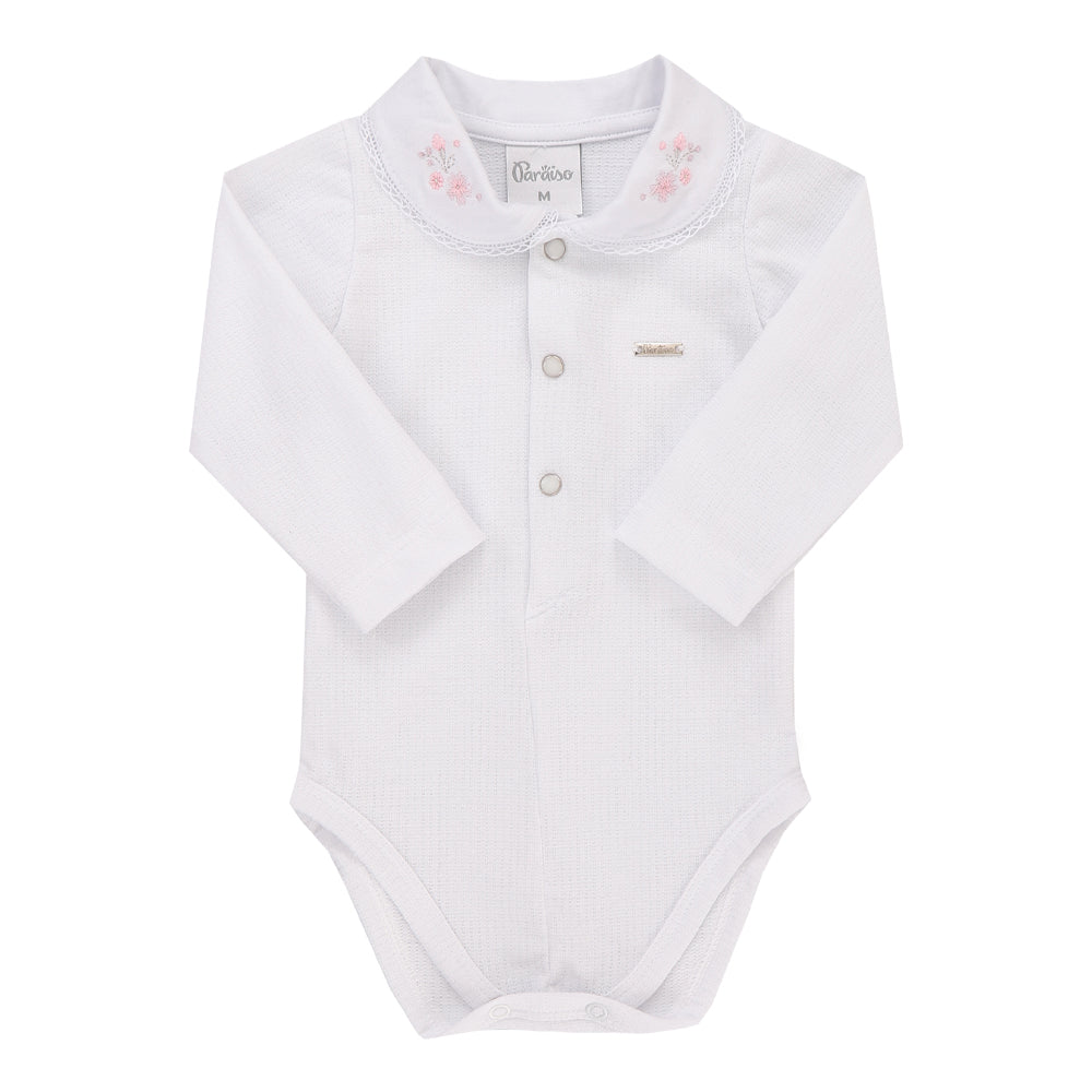 Body Feminino Manga Longa Gola Bordada em Malha Trabalhada Paraiso - 17877 - Image 4