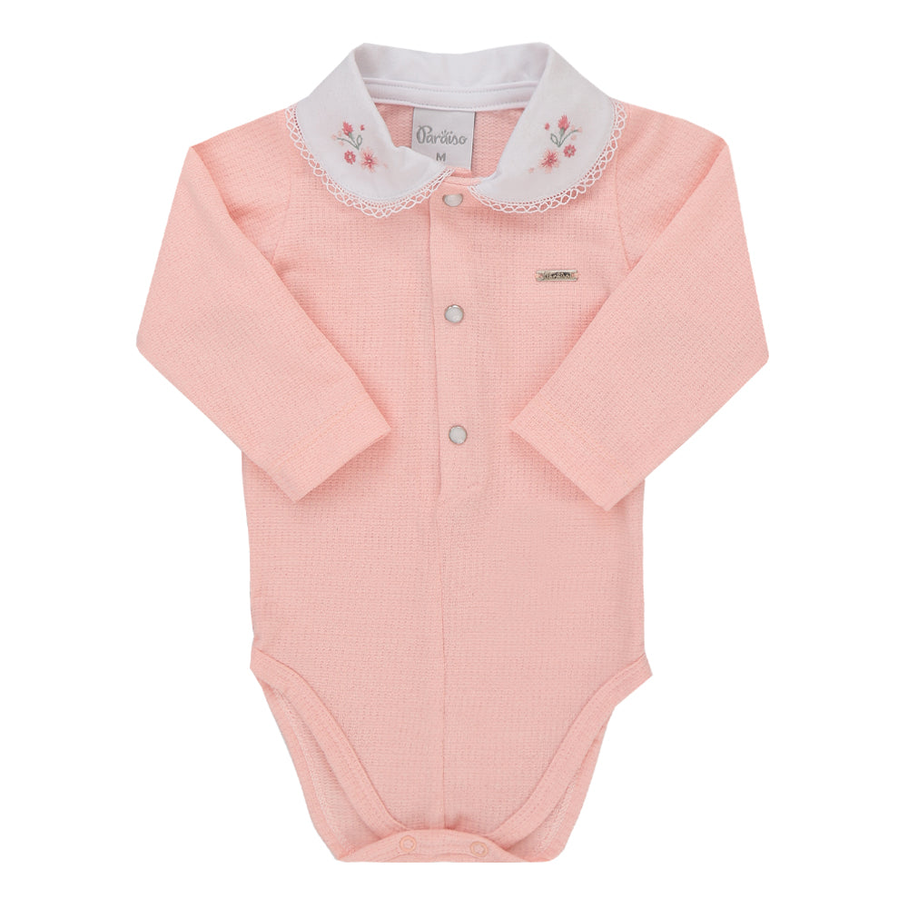 Body Feminino Manga Longa Gola Bordada em Malha Trabalhada Paraiso - 17877 - Image 6