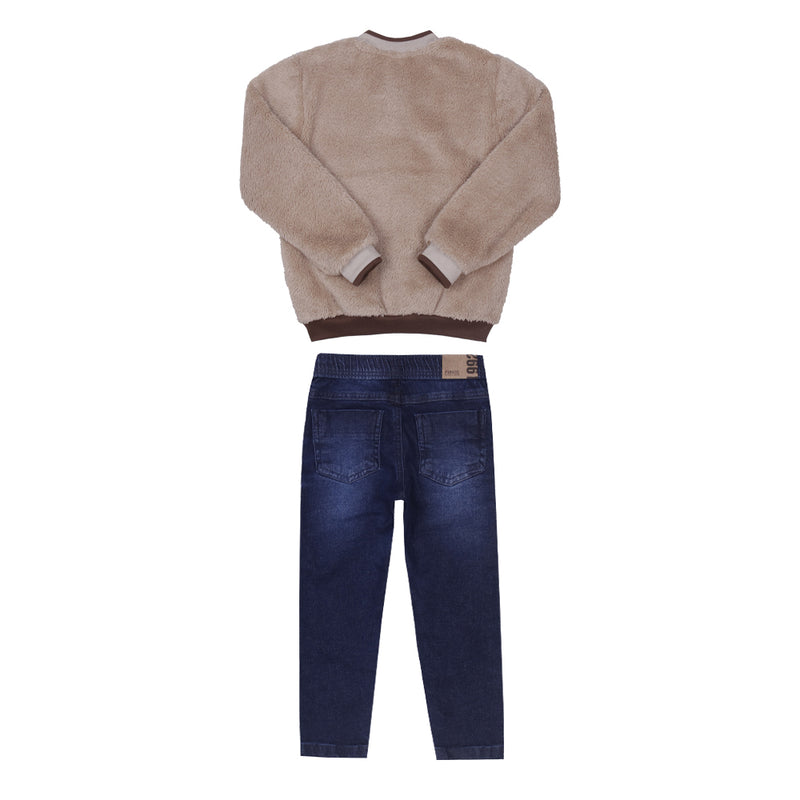 Conjunto Blusa Pelo Quentinho e Calça Jeans Elegante Tradicional Paraiso 16306 - Image 5