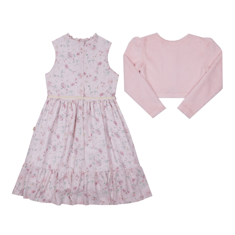 Paraíso Conjunto Vestido Estampado com Bolero em Pelo Quentinho para Festa — Princesa Pronta para Brilhar - Image 5