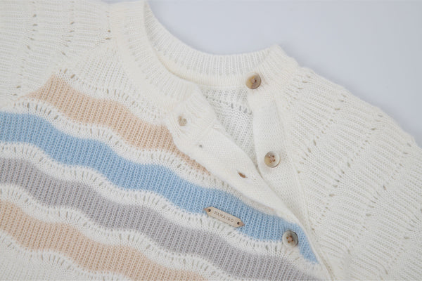 Macacão Longo em Tricô com Body Manga Curta Suave e Abertura Lateral Paraiso