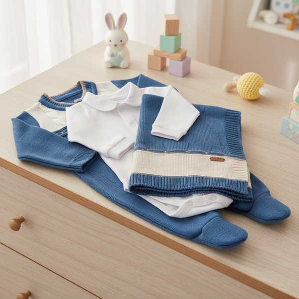 Saída Maternidade Paraiso Tricô Leve 3 Peças Masculino