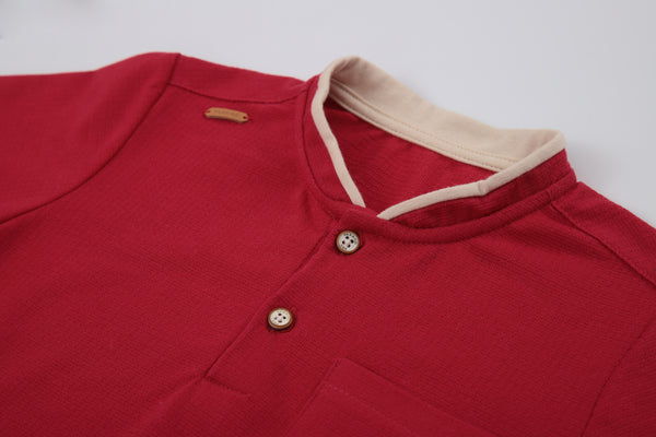 Conjunto Camiseta Malha Trabalhada com Bolso e Plaquinha e Shorts Sarja Color com Cinto Caramelo Paraiso