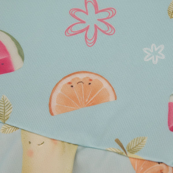 Maiô Manga Longa Paraiso com Proteção UV e Babado efeito Crochê Infantil