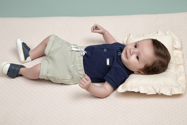 Conjunto Baby Curto Body Meia Manga Polo Efeito Camiseta e Shorts Jakarta com Cordão Decorativo Paraiso 18976