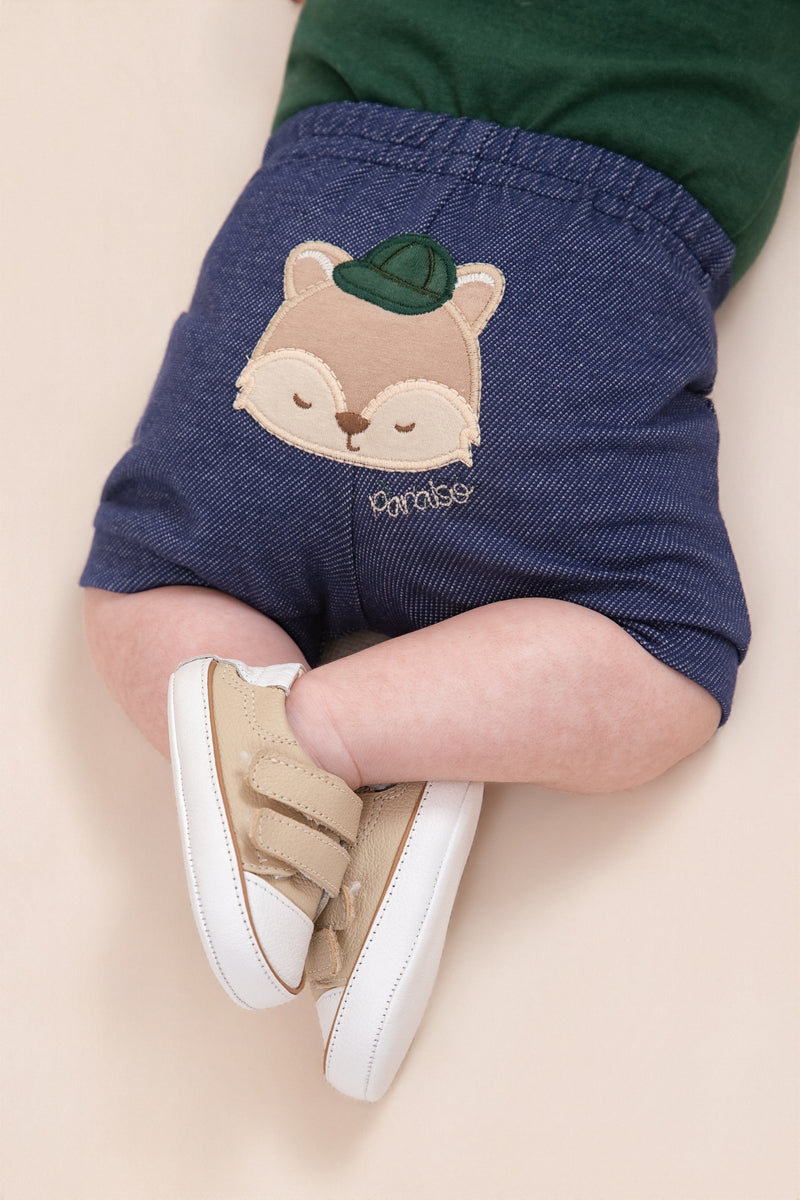 Conjunto Baby Masculino Natal Malha Conforto com Recorte Trabalhado e Shorts Jeans - Image 2