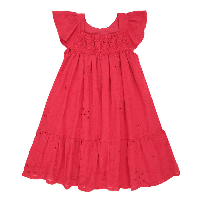 Vestido Infantil Linha A em Laise com Pala Bordada e Mangas Franzidas - Image 5