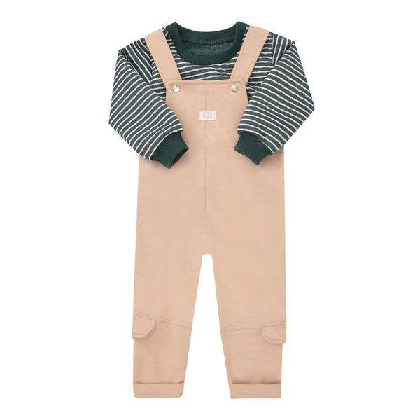 Conjunto de Jardineira em Molecotton com Blusa em Malha Matelassê Leve e Confortável Le Bhua LB17522