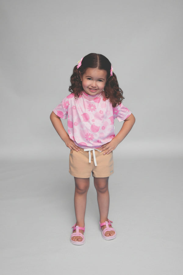 Le Bhua Conjunto Menina Blusa Crepe + Shorts Malha — Frescor e Estilo para sua Princesa
