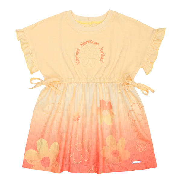 Vestido Verão Feminino Em Malha Confortável Com Bordado E Saia Estampada Le Bhua