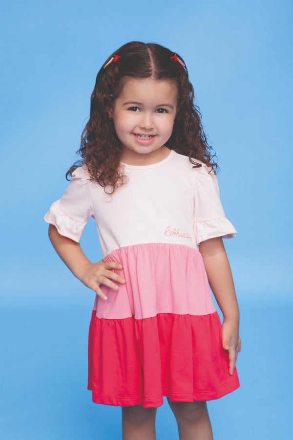Vestido Três Marias Verão Em Malha Fio 30 Color Block Feminino Le Bhua