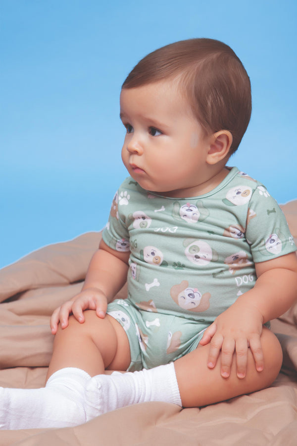 Conjunto Pijama Verão Masculino Em Malha Estampada Confortável Le Bhua LB16724