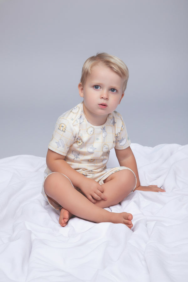 Conjunto Pijama Verão Masculino Em Malha Canelada Estampada Le Bhua