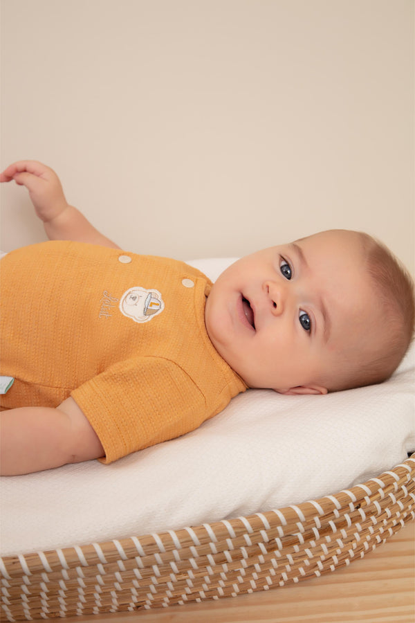 Conjunto Baby Curto com Body em Malha Trabalhada Texturizada e Shorts Estampado Letut LT17371