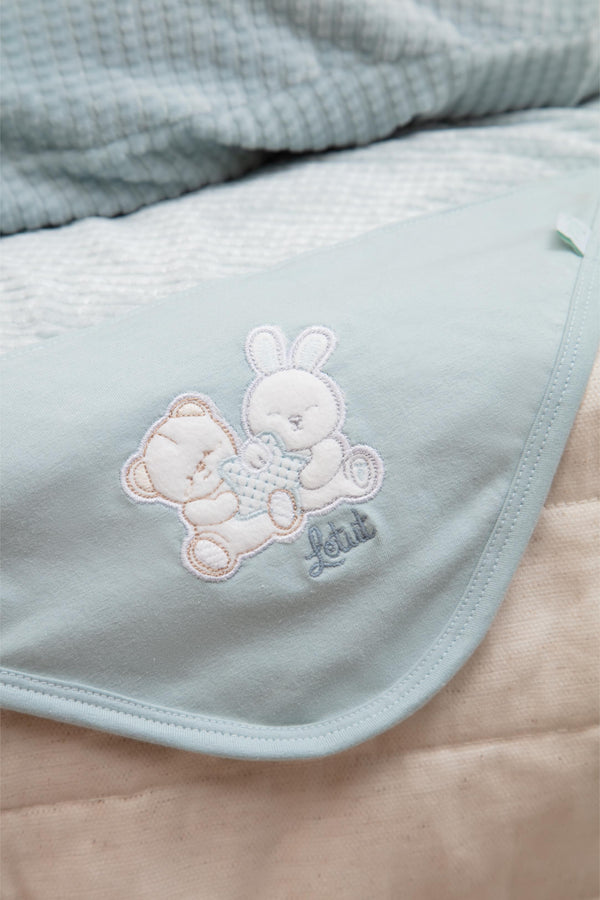 Manta Avulsa Unissex em Plush Jacquard Quadriculado com Bordado Letut