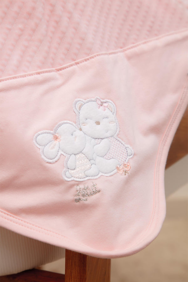 Manta Avulsa Unissex em Plush Jacquard Quadriculado com Bordado Letut