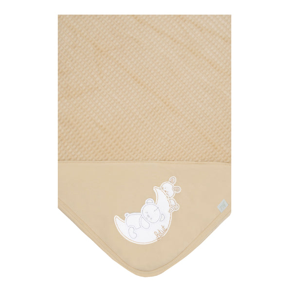 Manta Avulsa Unissex em Plush Jacquard Quadriculado com Bordado Letut
