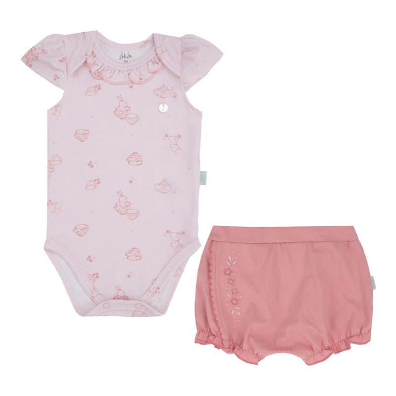 Conjunto Curto com Body em Malha Tricô Estampada e Shorts Bordado em Algodão Letut - LT17375 - Image 2