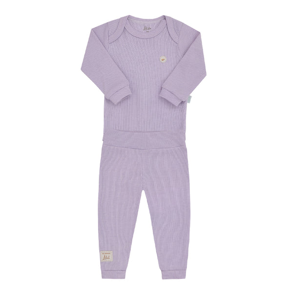 Conjunto Linha Amamentação com Body, Calça em Malha Canelada Letut
