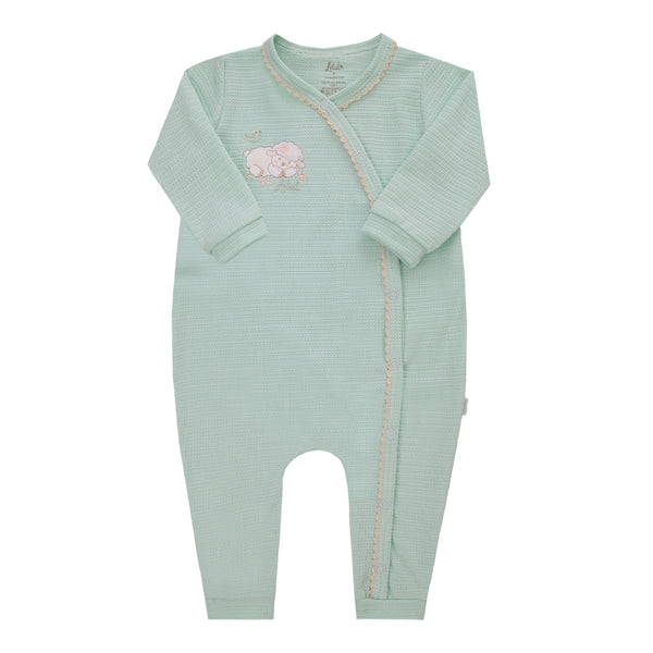 Macacão Longo Feminino em Malha Trabalhada com Bordado e Picueta Letut