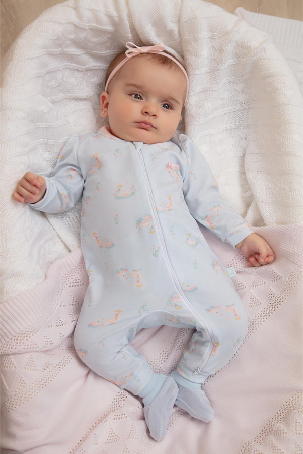 Macacão Longo Feminino Plush Estampado com Zíper e Laço Letut