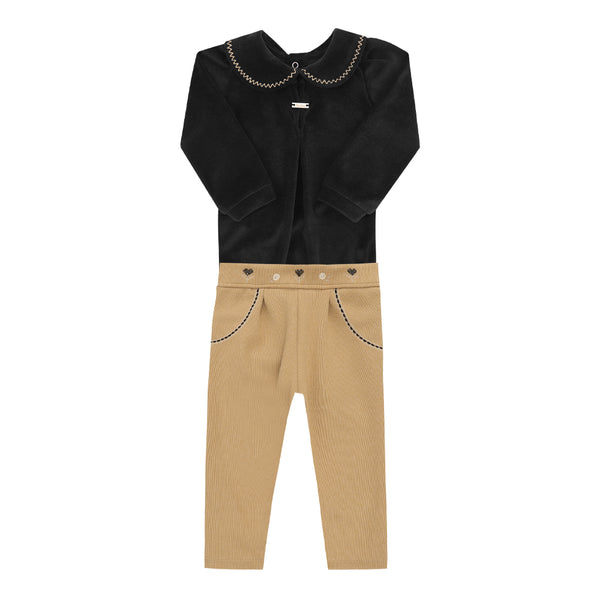Conjunto Pequenos Passos Baby Longo Feminino Plush e Malha Felpada Paraiso 17783