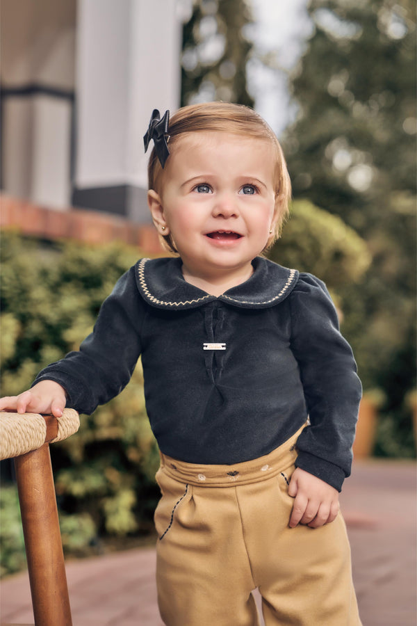 Conjunto Pequenos Passos Baby Longo Feminino Plush e Malha Felpada Paraiso