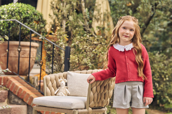 Conjunto Blusa com Gola Bordada, Cardigan Tricô Texturizado e Shorts Malha Roma Paraiso 18007