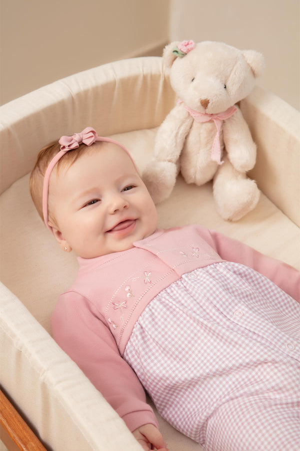 Macacão Longo Feminino em Malha Tricô Vichy e Suedine Letut