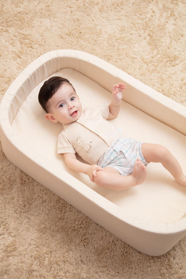 Conjunto Baby Curto com Body em Algodão e Shorts Estampado em Malha Tricô Levíssima LeTut