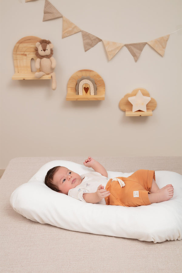 Conjunto Baby Curto com Body em Malha Tricô Estampado e Shorts em Algodão Confortável Letut