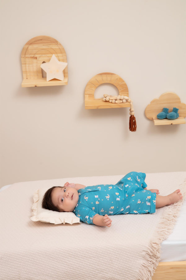 Macacão Curto em Malha Estampada Leve com Abertura Frontal e Entrepernas Letut LT17317