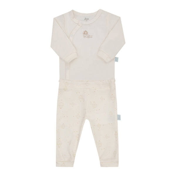 Conjunto Baby Longo com Body Efeito Kimono em Algodão e Calça Estampada LeTut LT17367