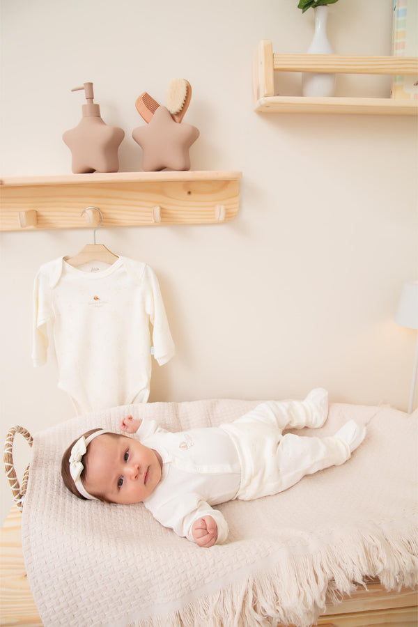 Conjunto Baby Longo com Body Efeito Kimono em Algodão e Calça Estampada LeTut - LT17367