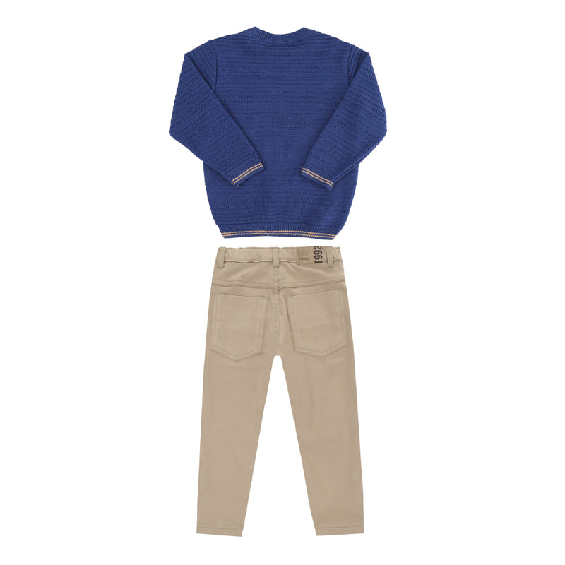 Conjunto Blusa Tricô Trabalhado Texturizado e Calça Sarja Color com Bolsos Funcionais Paraiso - 17927 - Image 5