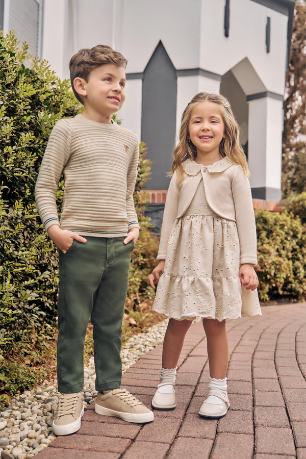 Conjunto Blusa Tricô Trabalhado Texturizado e Calça Sarja Color com Bolsos Funcionais Paraiso - 17927