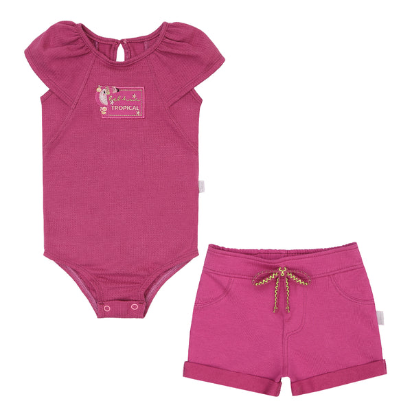 Conjunto Feminino de Body em Malha Leve e Shorts de Molecotton Detalhe de Cordão Le Bhua LB16707