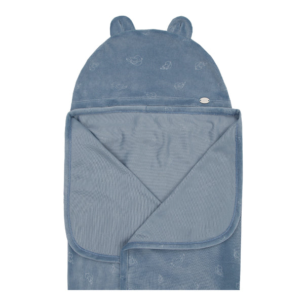 Manta Avulsa Unissex em Plush Jacquard com Capuz de Orelhinha Letut