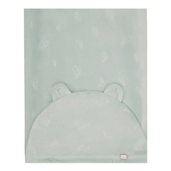 Manta Avulsa Unissex em Plush Jacquard com Capuz de Orelhinha Letut