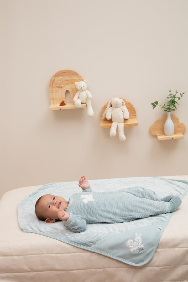 Macacão Longo Unissex em Plush Jacquard Quadriculado com Bordado Letut - LT17288