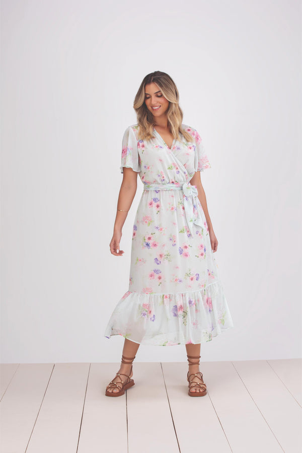 Vestido Mãe e Filha Em Tecido Lurex Com Estampa Floral Paraiso 10183