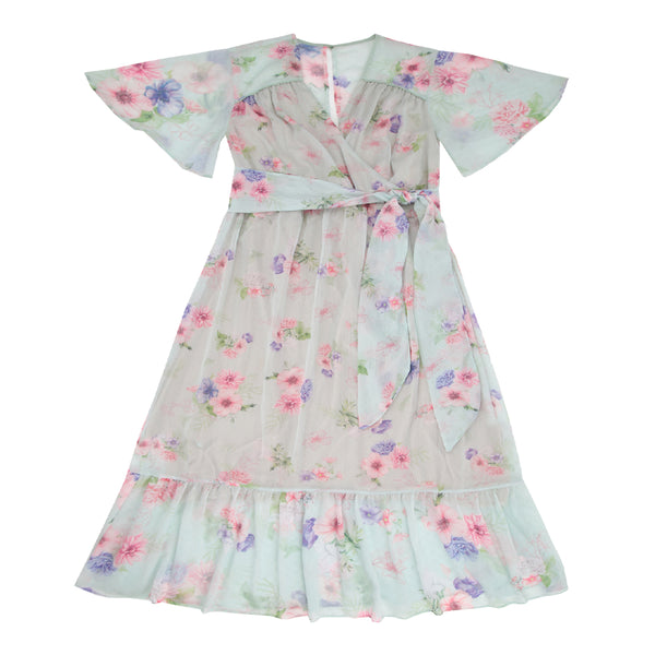 Vestido Mãe e Filha Em Tecido Lurex Com Estampa Floral Paraiso 10183