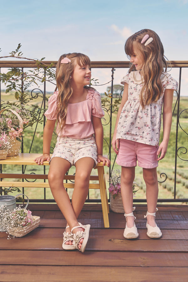 Conjunto Kids 1 Verão Feminino Com Blusa e Shorts Paraiso