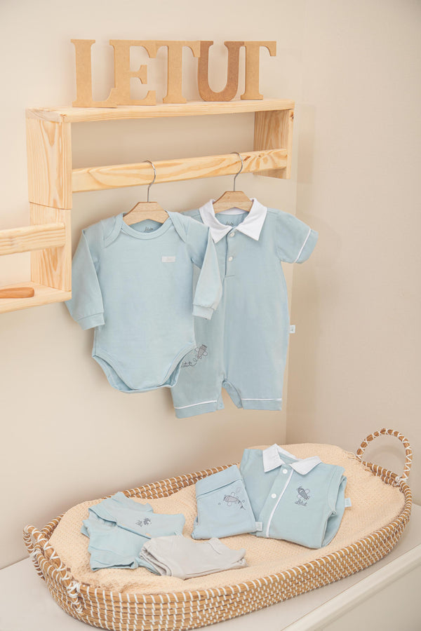 Conjunto Baby Longo Unissex de Body e Calça em Malha Vellutato com Toque Macio e Aveludado Letut LT16579