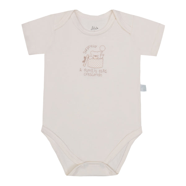 Body Meia Manga "Meu Primeiro Letut" Em Malha Confortável E Macia Com Detalhes Bordados Letut LT16629