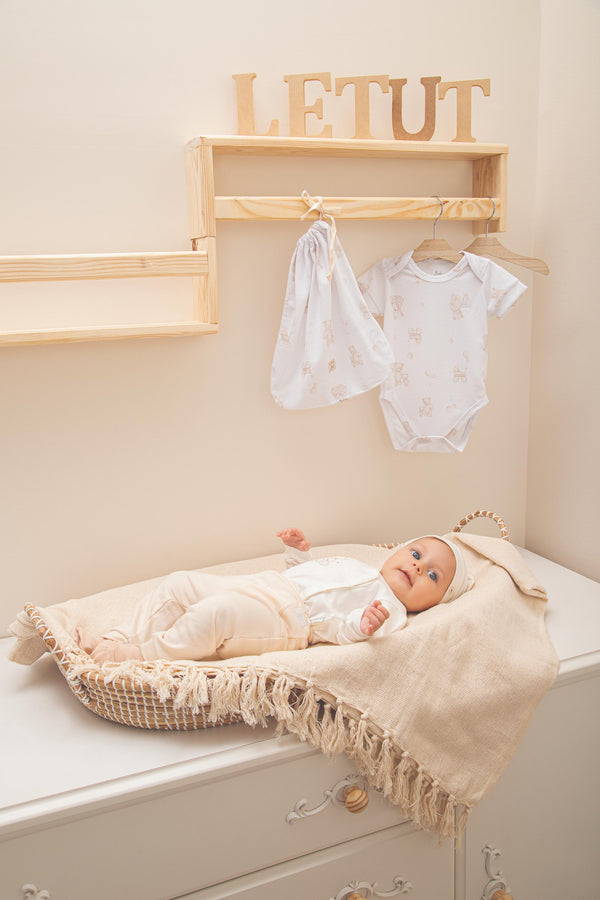 Kit 3 Peças Body, Touca e Saquinho Malha Confortável Meu Primeiro Letut - LT16606