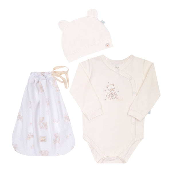 Kit 3 Peças Body, Touca e Saquinho Malha Confortável Meu Primeiro Letut - LT16606