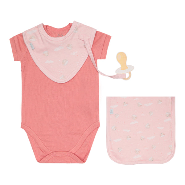 Kit 3 Peças Body, Babador e Toalha de Ombro Malha Ribana Dolly Letut LT16611