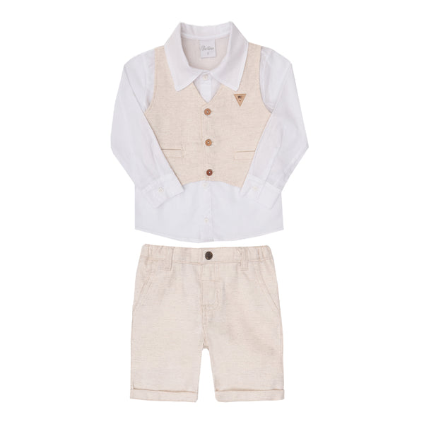 Conjunto Verão Masculino Com Colete, Shorts e Camisa Paraiso