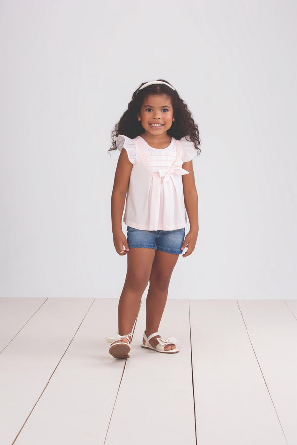 Shorts Kids Verão Feminino Em Jeans Atleta Bi-Elástico Paraiso 17107